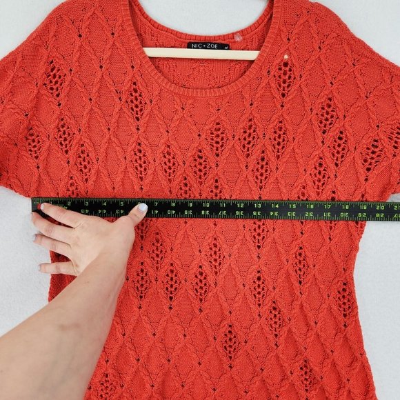 Nic+Zoe Sweater Womens Extra Large Orange Open Knit Pullover Dolman Casual - Picture 5 of 13